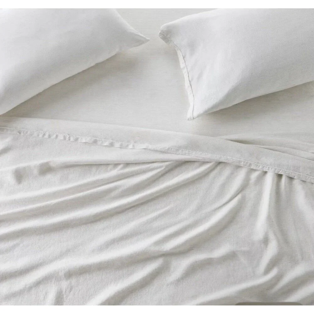 King 100% Linen Sheet Set Dark Gray Micro Stripe - Casaluna